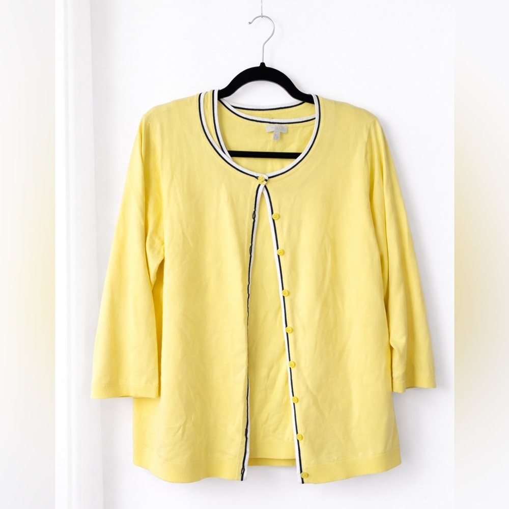 š§„ Talbots Two-Piece Knit Set Cardigan & Tank ā Yellow ā XL Petite